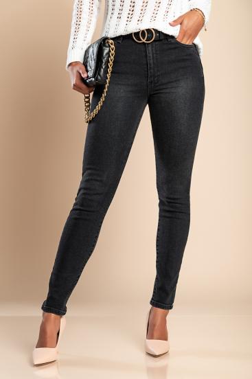 Elastyczne jeansy z obcisłymi spodniami, czarne