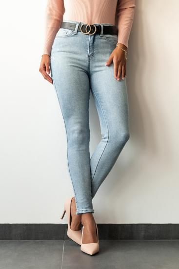 Elastyczne jeansy z obcisłymi spodniami, jasnoniebieskie