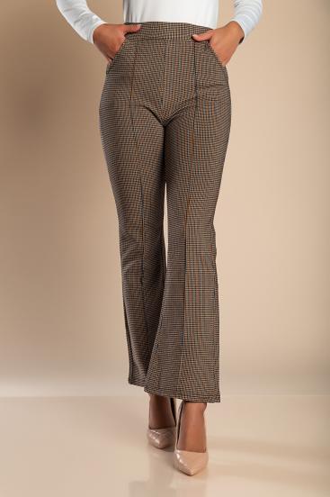 Modne spodnie z nadrukiem w kolorze brązowym