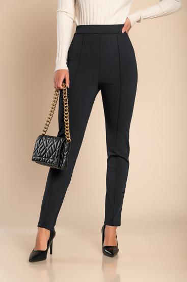 Eleganckie spodnie z gumką w pasie, czarne